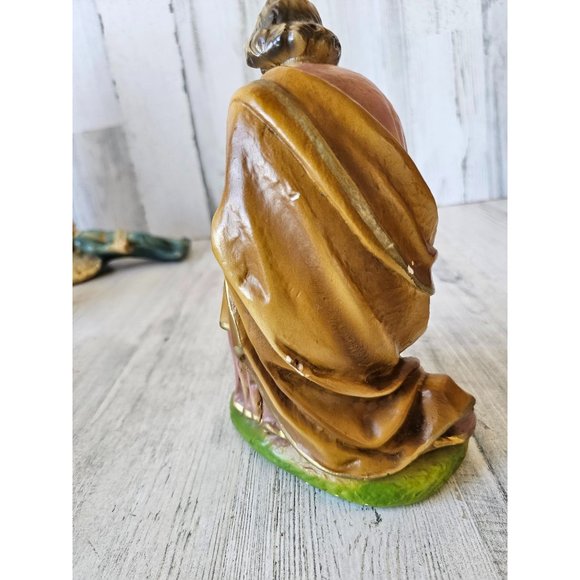 Chalkware Joseph Shepherd nativity village large Xmas decor - Picture 3 of 9